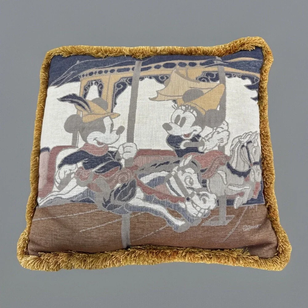 Disney Pillow‎ Mickey Minnie Carousel Horse Tapestry Fringe Hotel Park Cruise